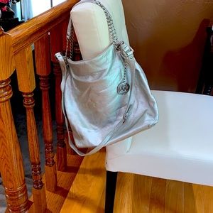 MK silver crossbody
